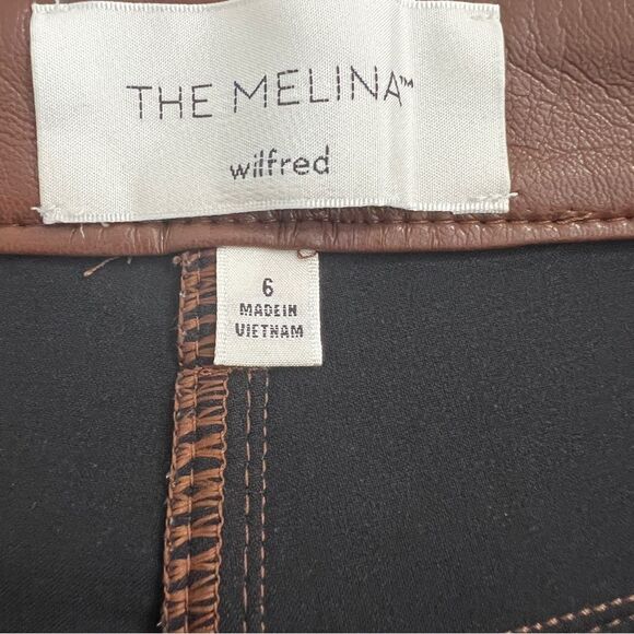 Aritzia Wilfred The Melina High Rise Vegan Leather Pants Brown Size 6 - Picture 8 of 11